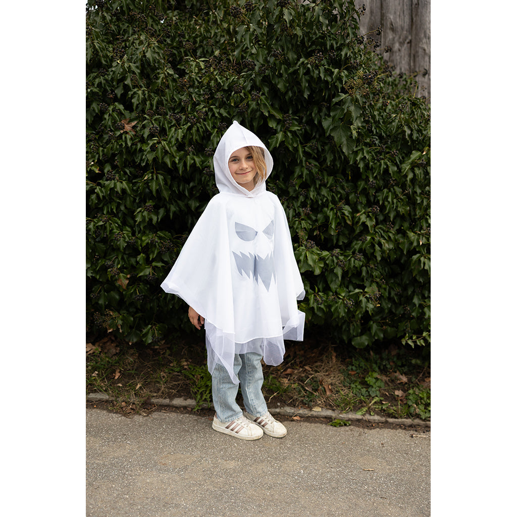 Great Pretenders kostymedrakt, Spooky Ghost Poncho - Str. 1-2 år, 2-4 år og 4-6 år
