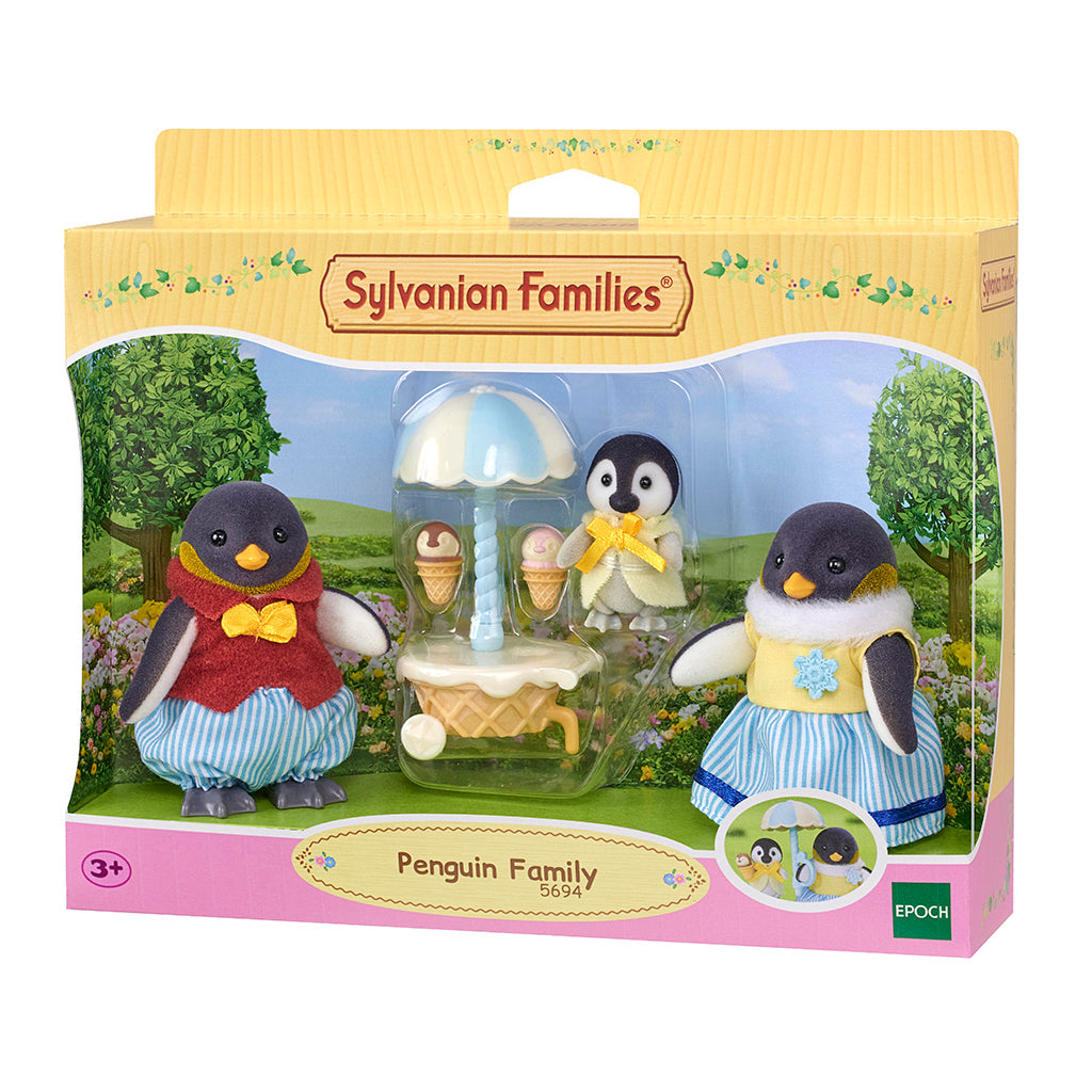 Sylvanian Families pingvinfamilie og lille isvogn legetøj i æske