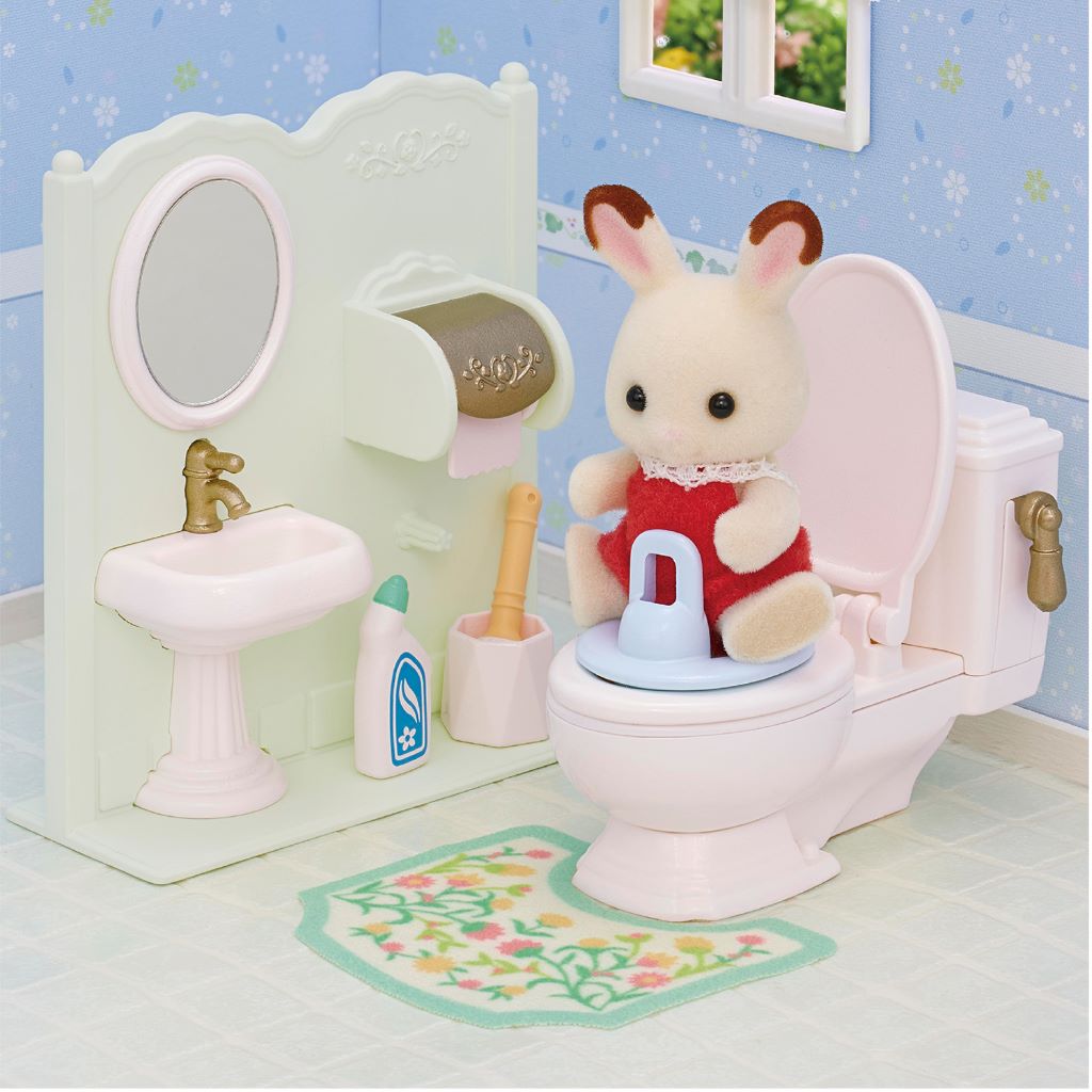 Sylvanian Families toiletsæt med toilet, håndvask og tilbehør