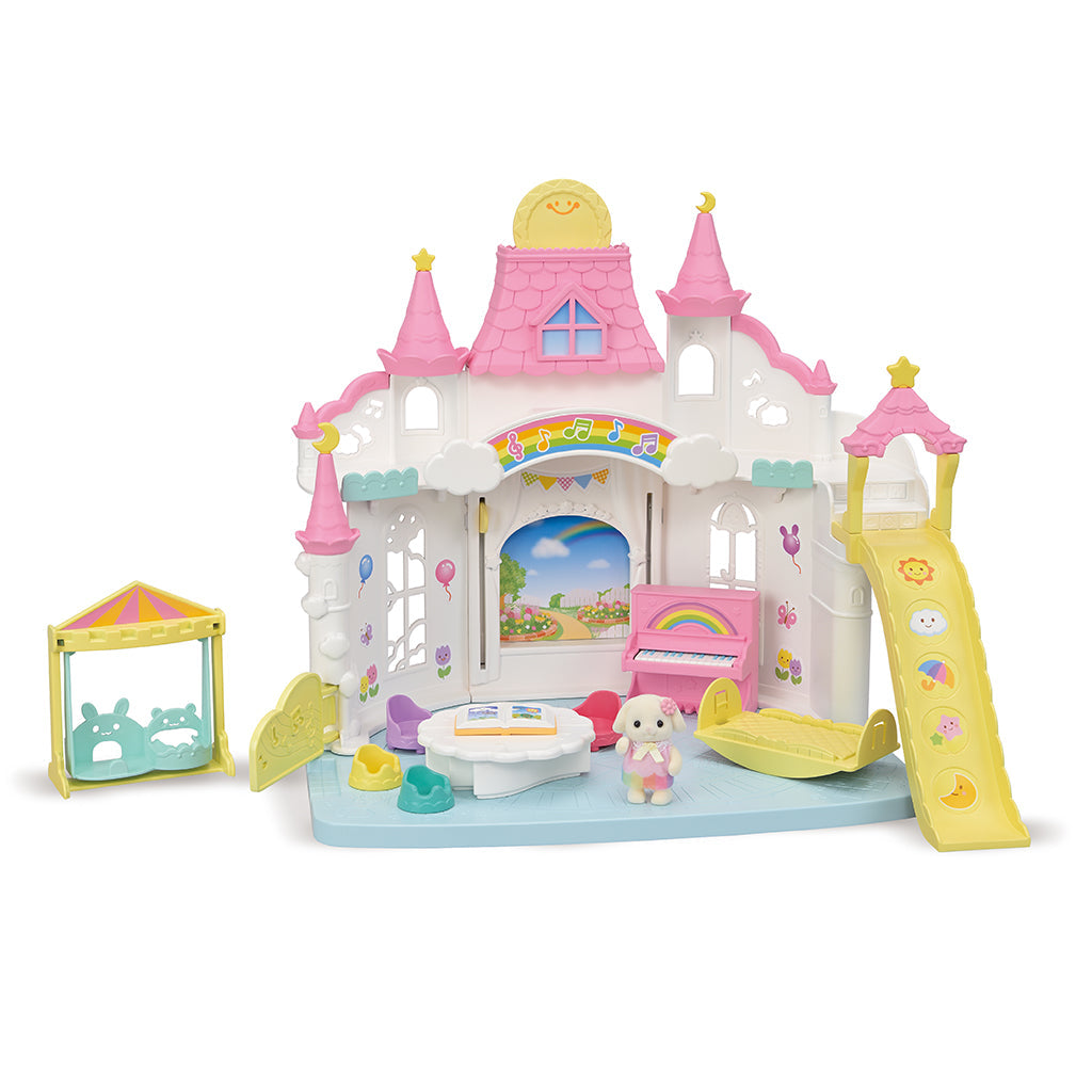Sylvanian Families Solskinsslottets børnehave legesæt med rutsjebane og tilbehør