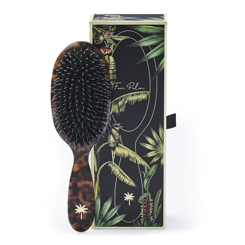 Fan Palm Premium Edition, Boar og nylonbørster, medium - Turtle Pattern