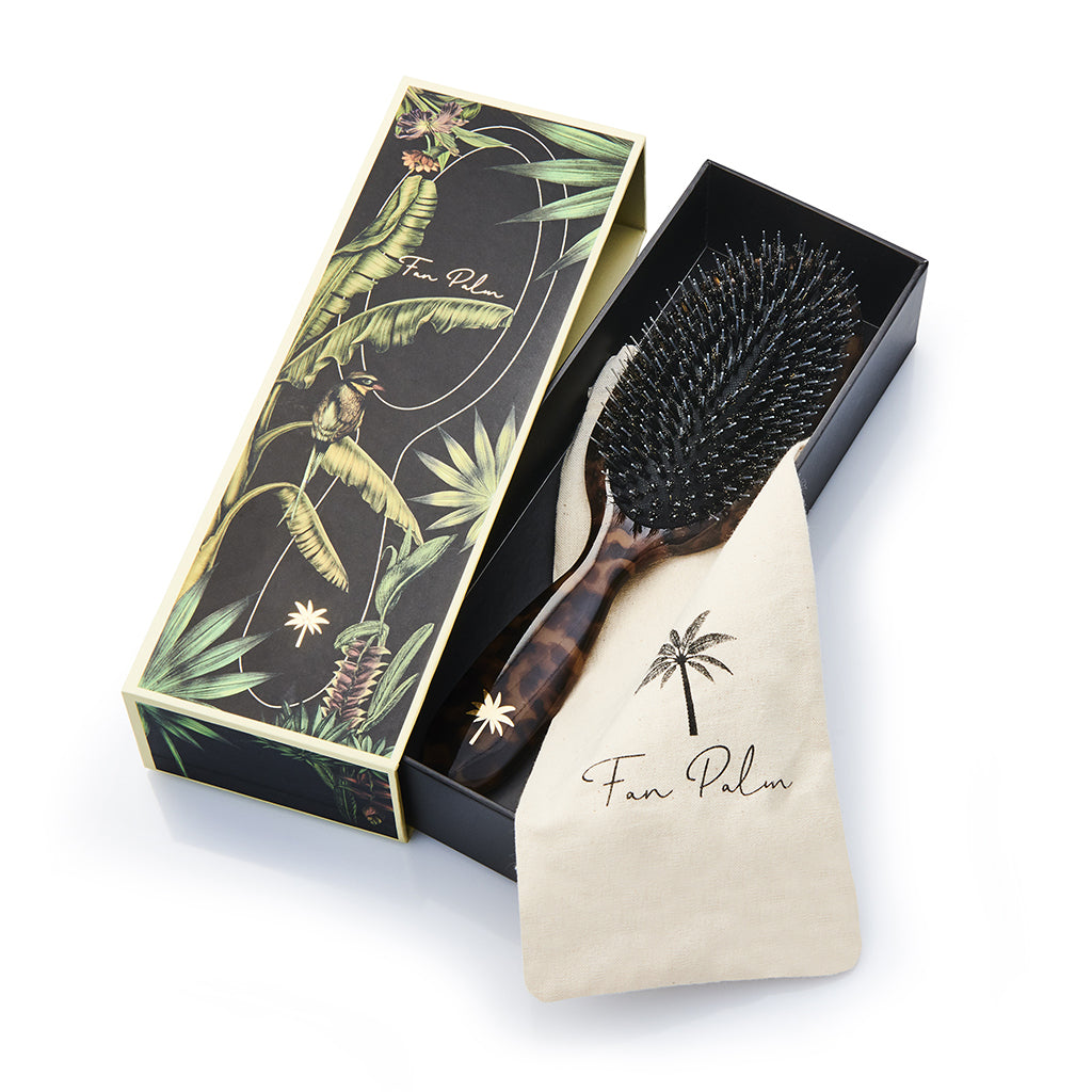 Fan Palm Premium Edition, Boar og nylonbørster, medium - Turtle Pattern