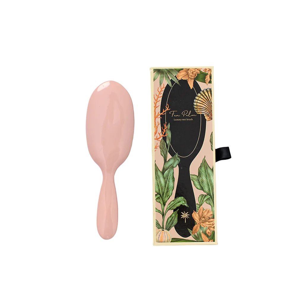 Fan Palm hårbørste, medium, Beach rose wet brush – Pink med glitter
