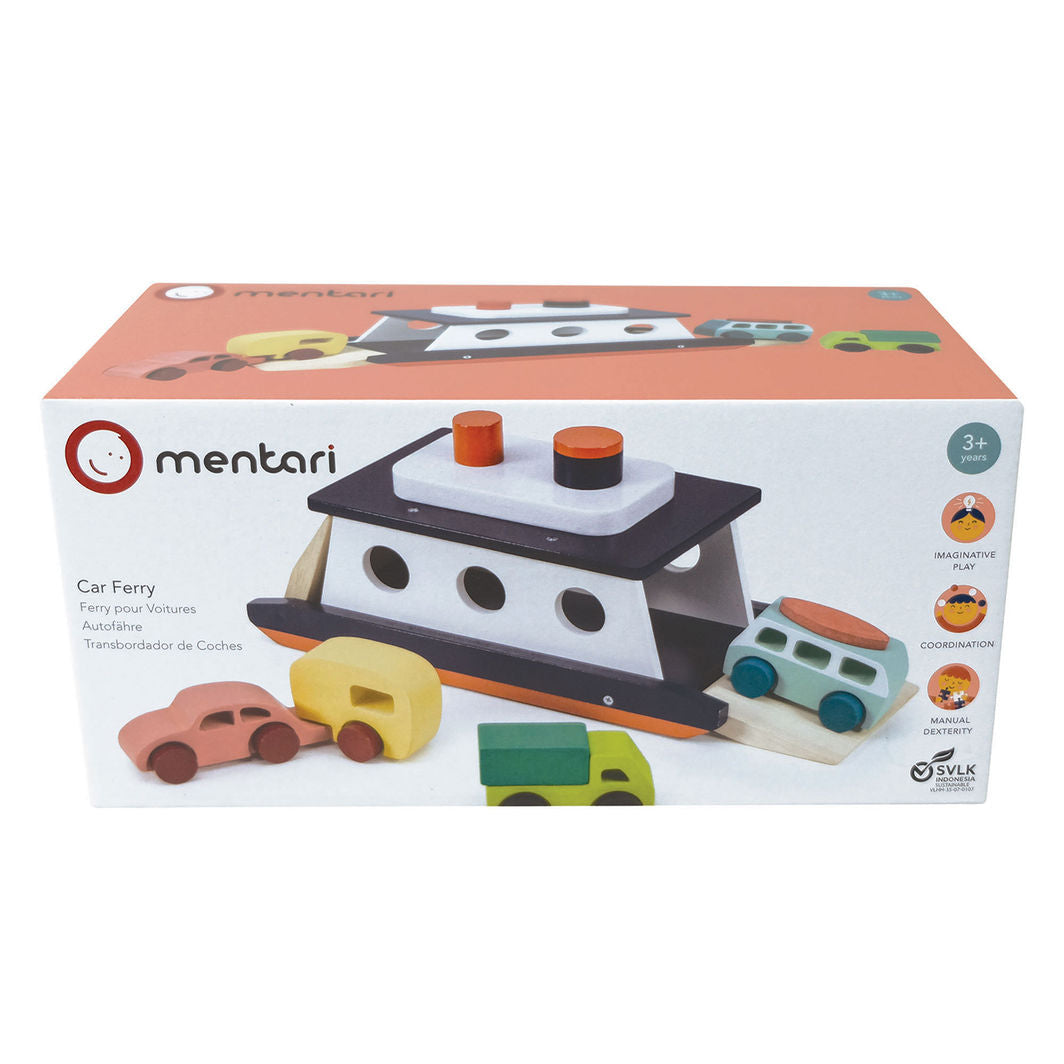 Mentari Bilferge med lekebiler i tre