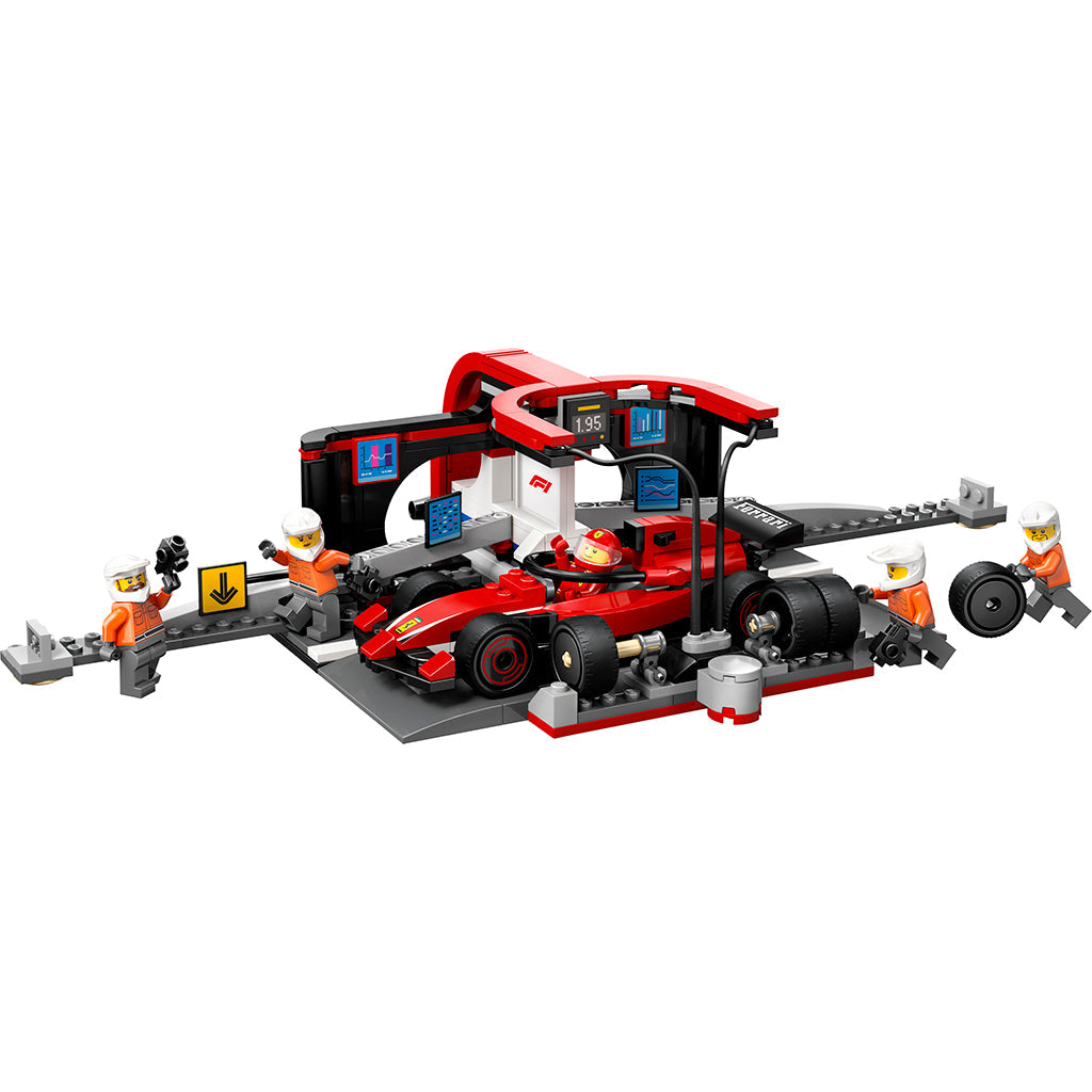 LEGO® City Prosjekt Alicia 2025, F1®-pitstop og pitcrew med Ferrari-bil