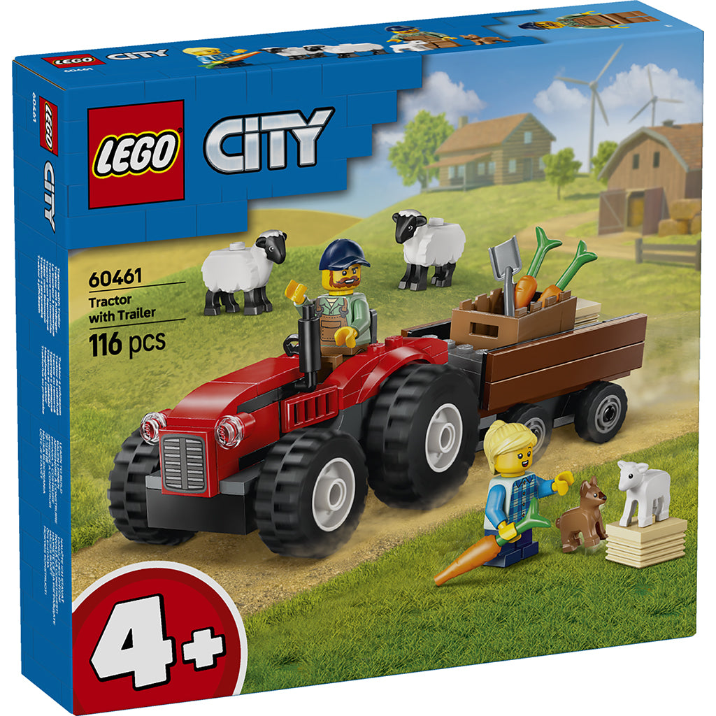 LEGO City Rød traktor med anhænger og får, legetøj 4+