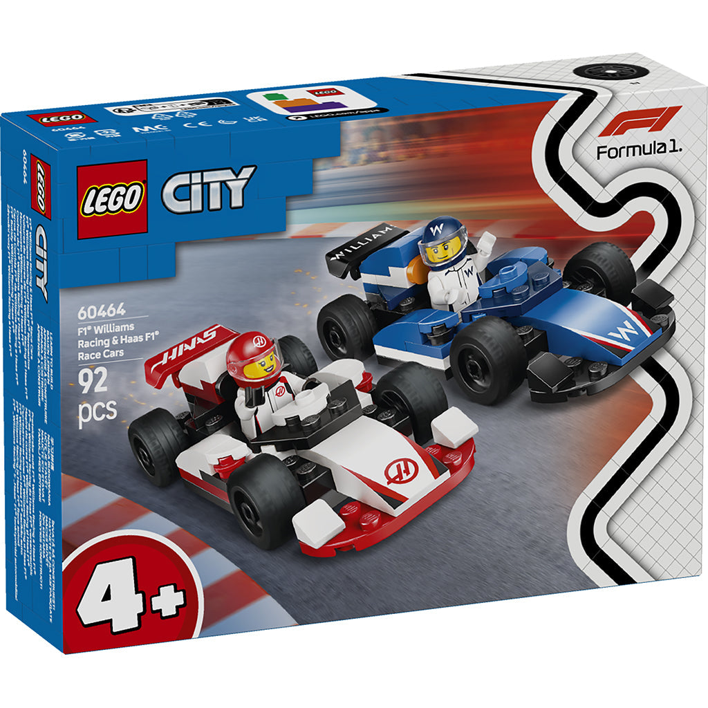 LEGO City F1 Williams Racing og Haas F1 racerbiler sæt i æske