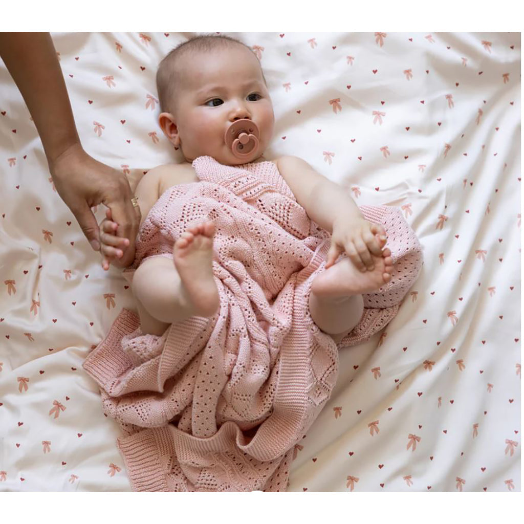 Cam Cam Pointelle babystrikket teppe, Sorbet