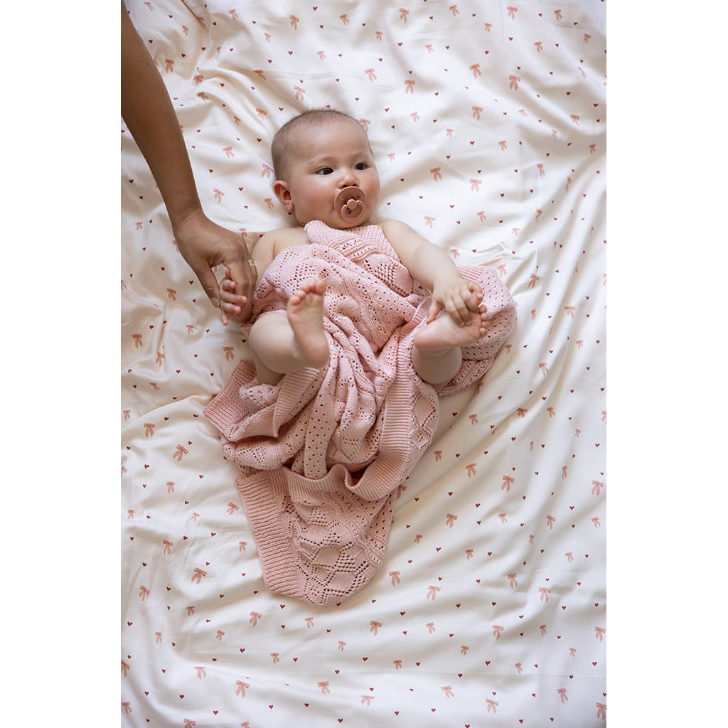 Cam Cam Pointelle baby strikket teppe, sorbet
