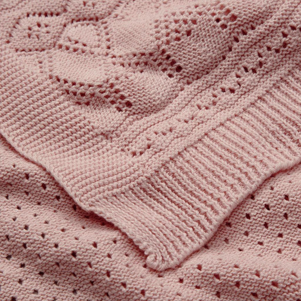 Cam Cam Pointelle babystrikket teppe, Sorbet