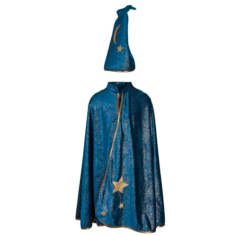 Great Pretenders udklædningstøj, Starry night kåbe og hat - str. 5-8 år