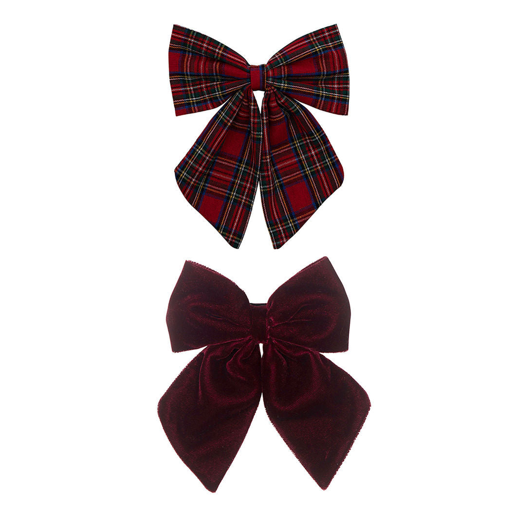 Mimi & Lula Hårpynt, 2 hårsløjfer - Red Tartan Agnes Pony Pals