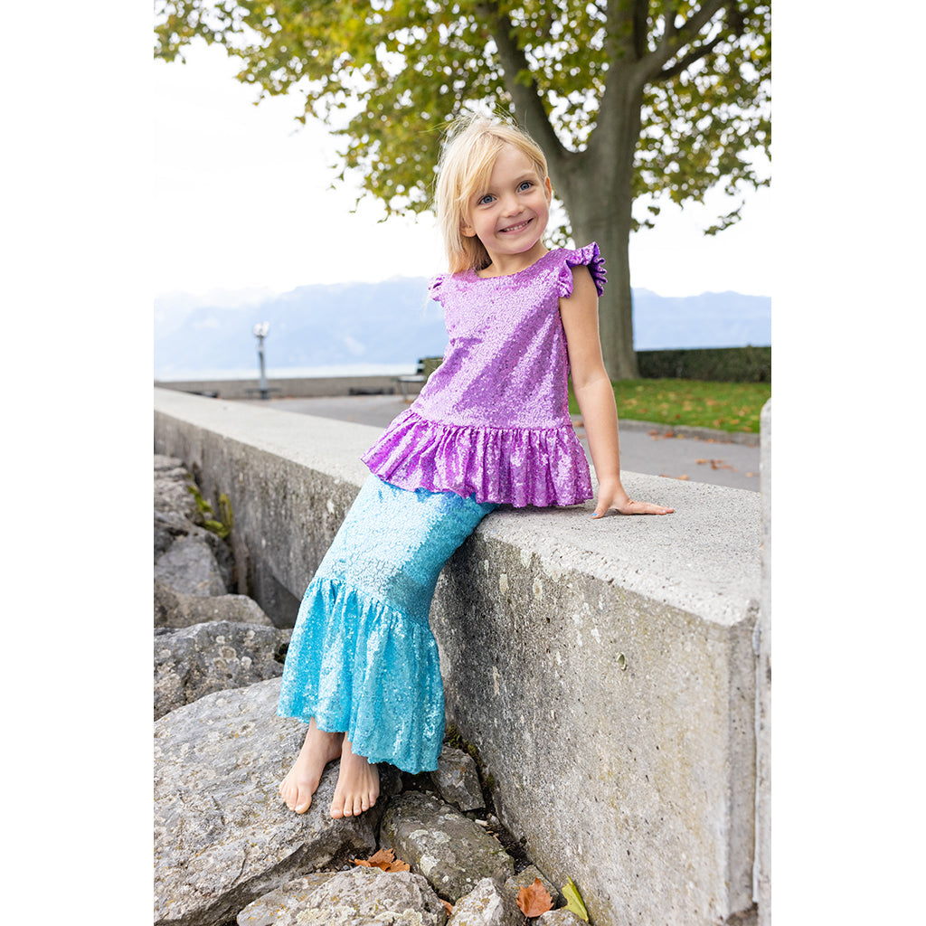 Great Pretenders utkledningstøy, Havfrueskjørt og topp, Sequins Sparkle - Str. 5-6 år