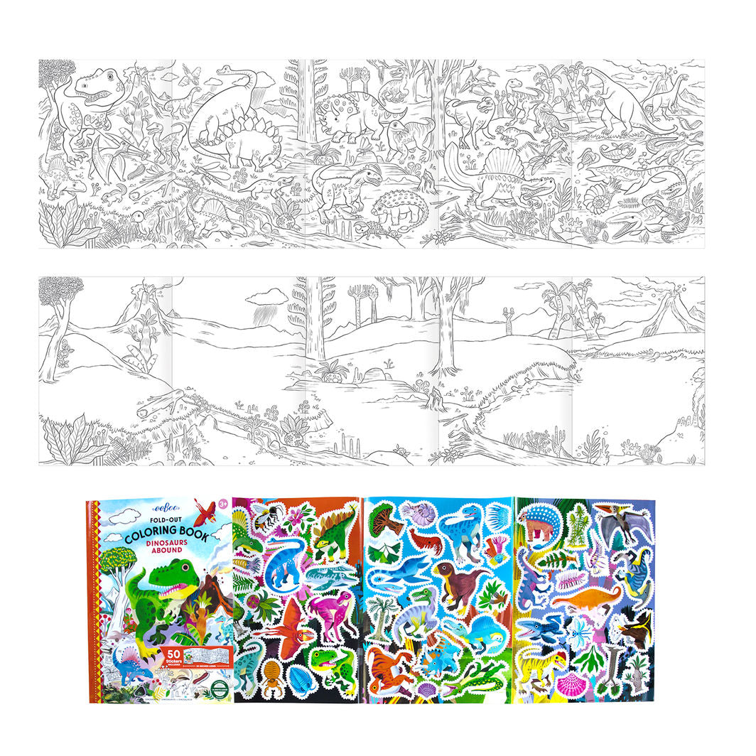 eeBoo Fold-ut malebok, Dinosaurer