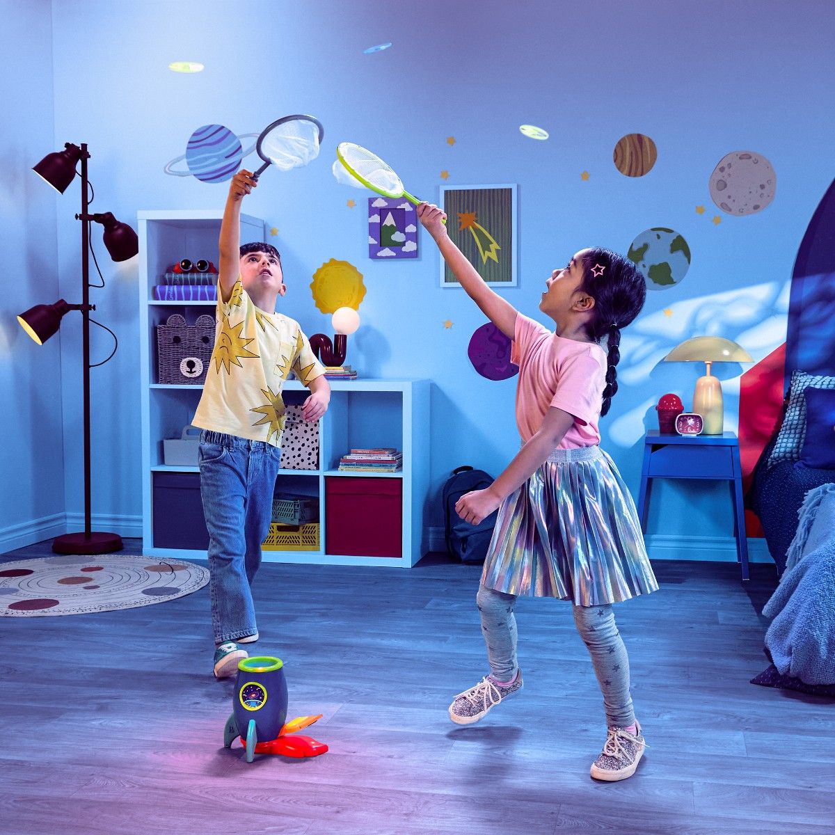 B Toys Raket med utskyting, grip-skiver med racket