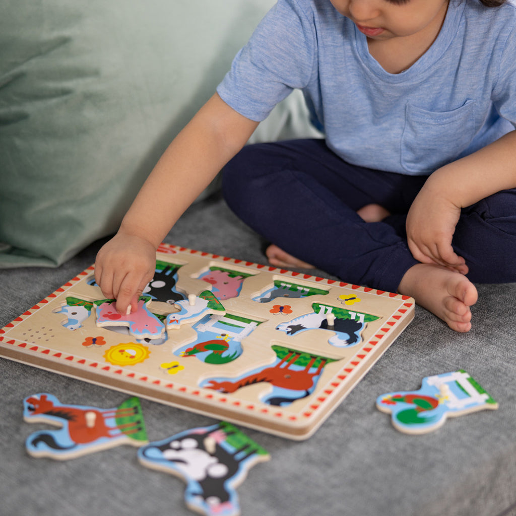 Melissa & Doug Knoppepuslespill m. lyd, Bondegård - 8 brikker
