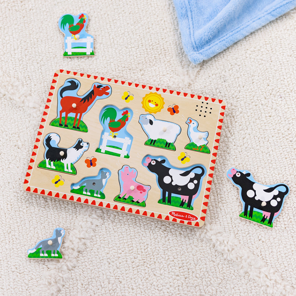 Melissa & Doug Knoppepuslespill m. lyd, Bondegård - 8 brikker