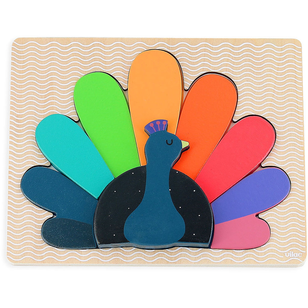 Vilac puslespill i tre, Påfugl av Andy Westface