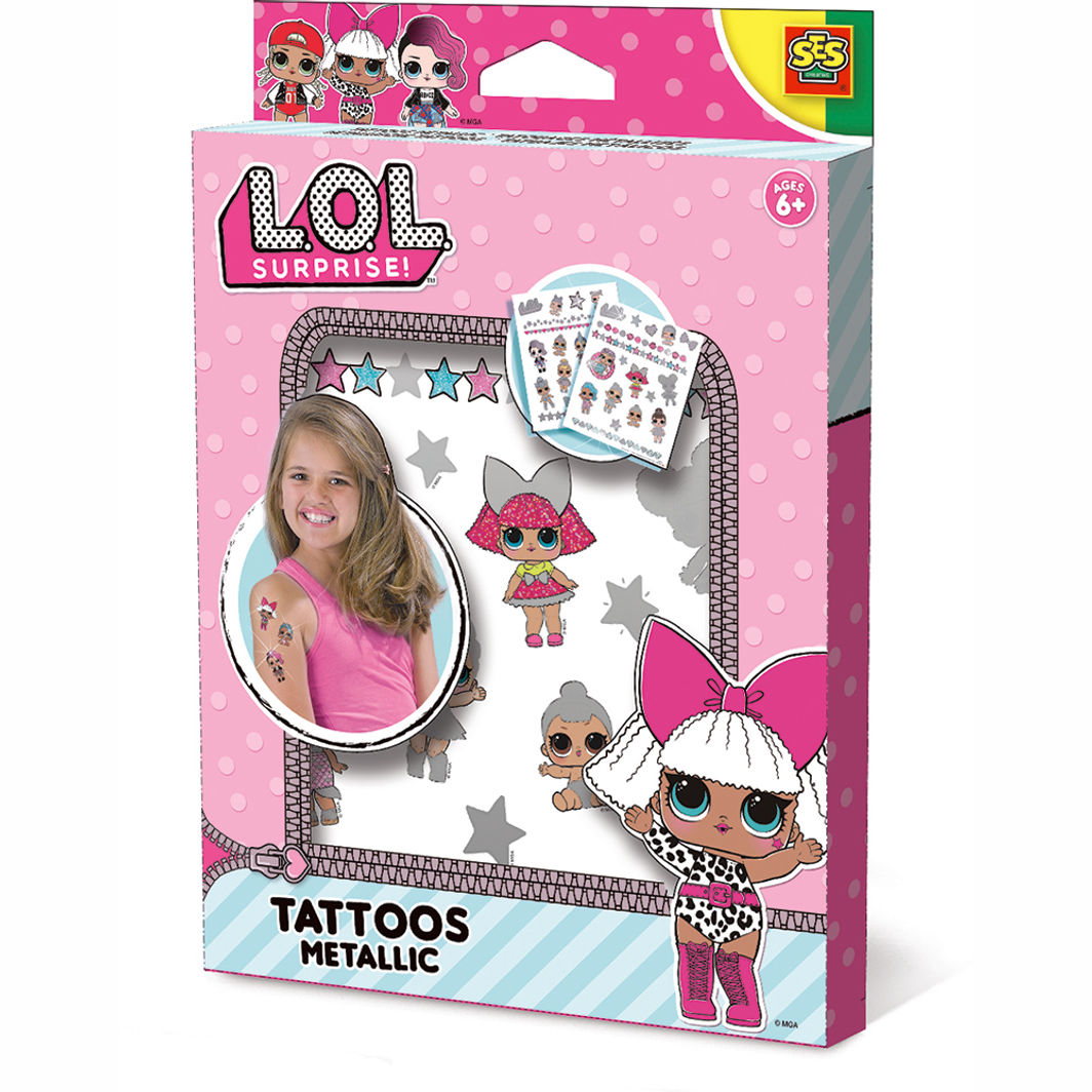 SES Creative L.O.L. tatoveringer produktpakke med tegninger og dukke