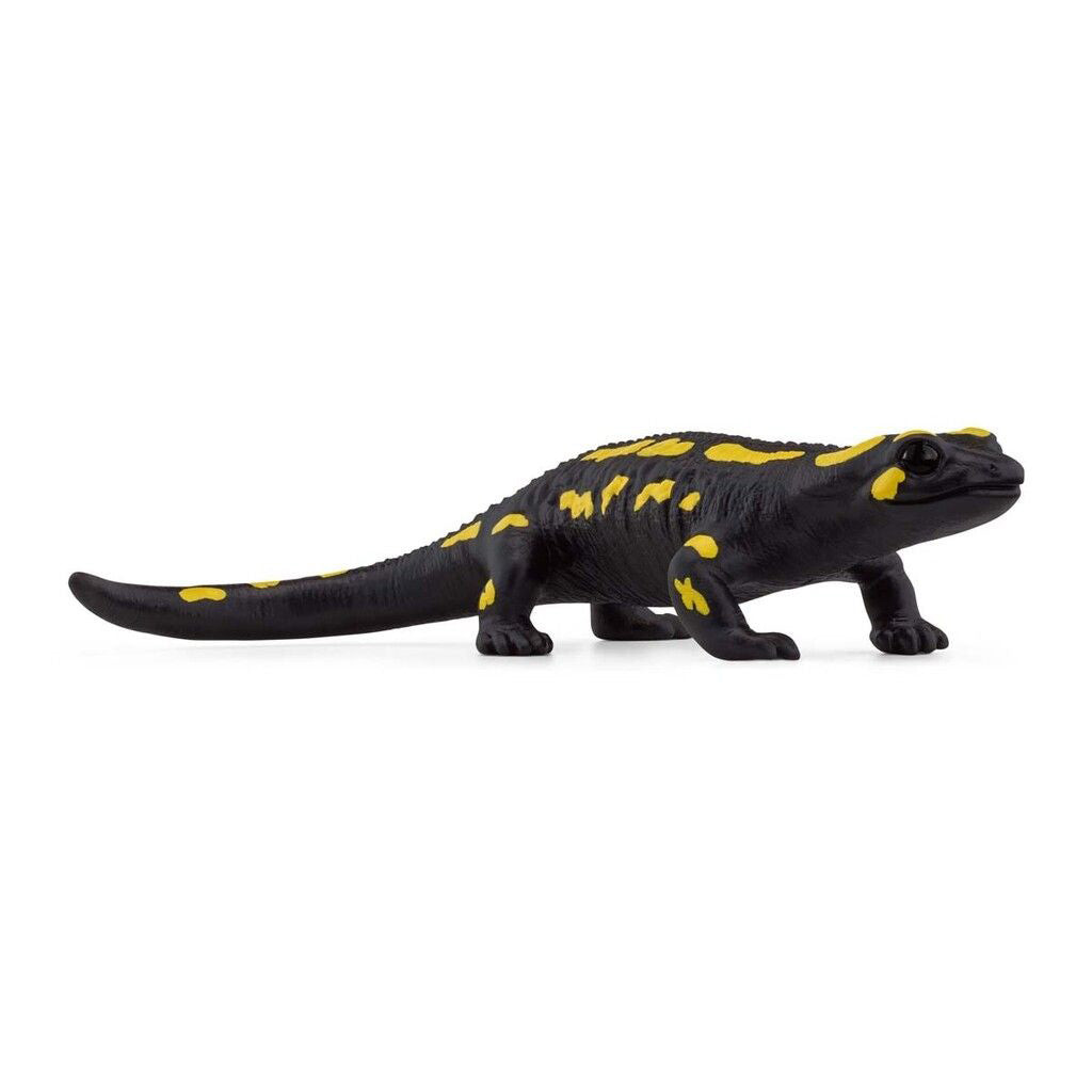 Schleich Ildsalamander figur i sort med gule pletter
