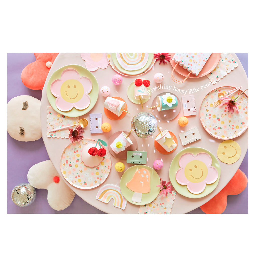 Meri Meri Papptallerkener, Happy face flowers - 8 stk.