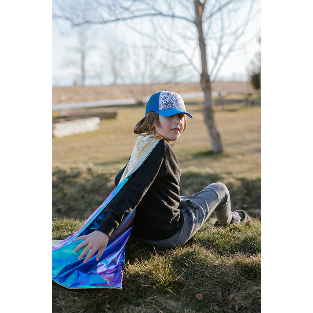 Great Pretenders Superheltkappe, Blue Lightning, vendbar - str. 5-6 år