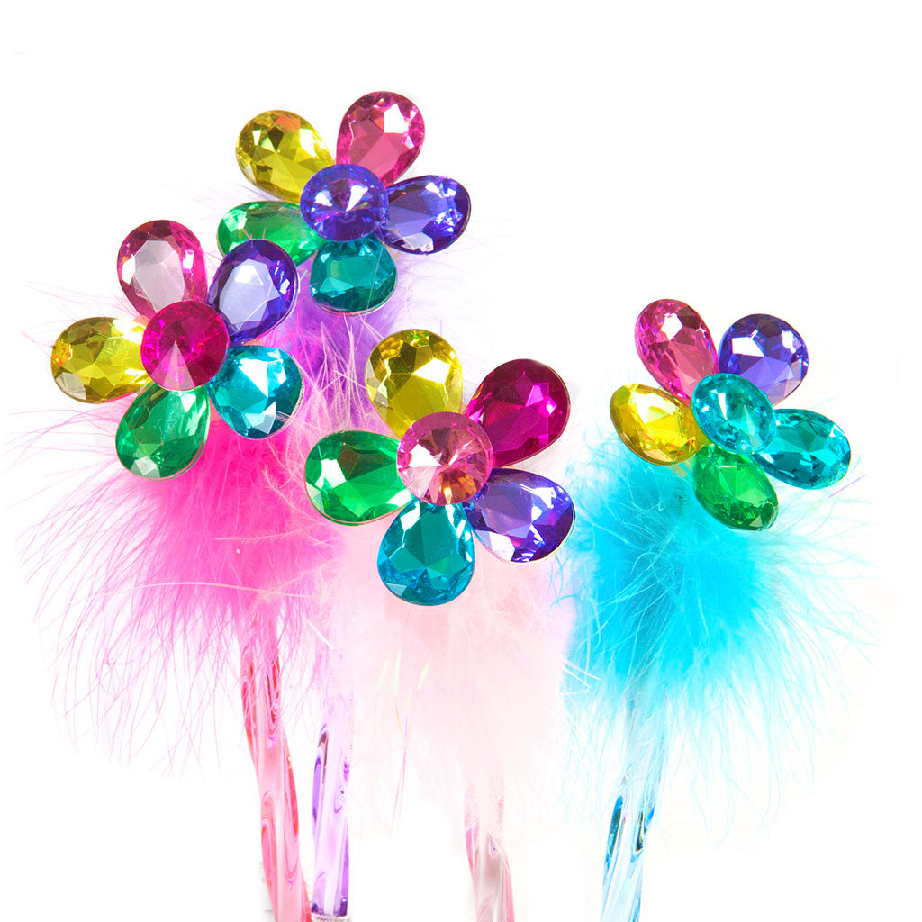 Great Pretenders Penn med blomst og fjær, ulike farger