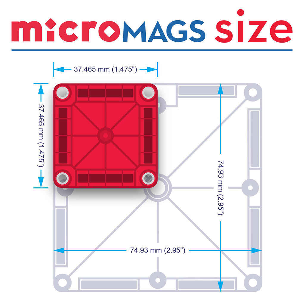 Magna-Tiles MicroMags reisesett, Magnetisk byggesett m 26 deler