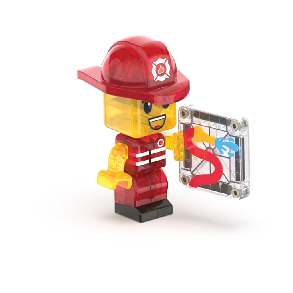 Magna-Tiles Magnetisk byggesett, Brannstasjon med lys og lyd - 50 deler