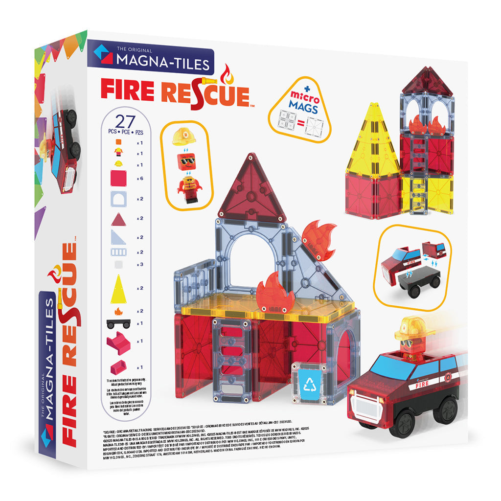 Magna-Tiles Magnetisk byggesett, Brann- og redningsstasjon - 27 deler