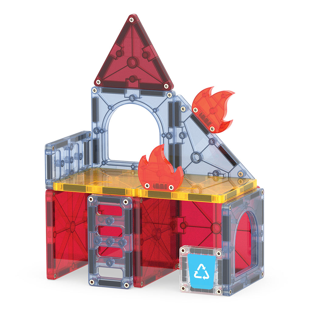 Magna-Tiles Magnetisk byggesett, Brann- og redningsstasjon - 27 deler