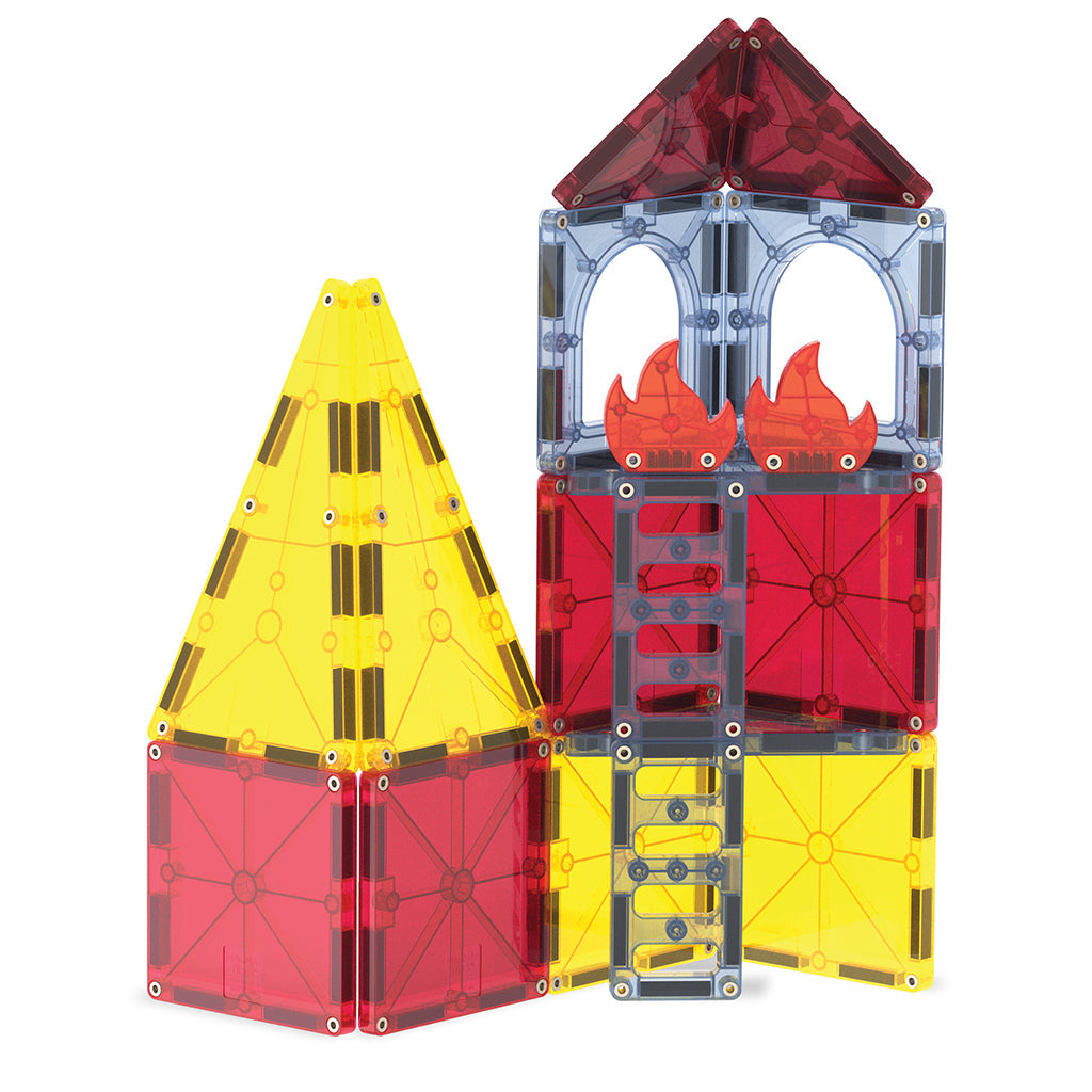 Magna-Tiles Magnetisk byggesett, Brann- og redningsstasjon - 27 deler