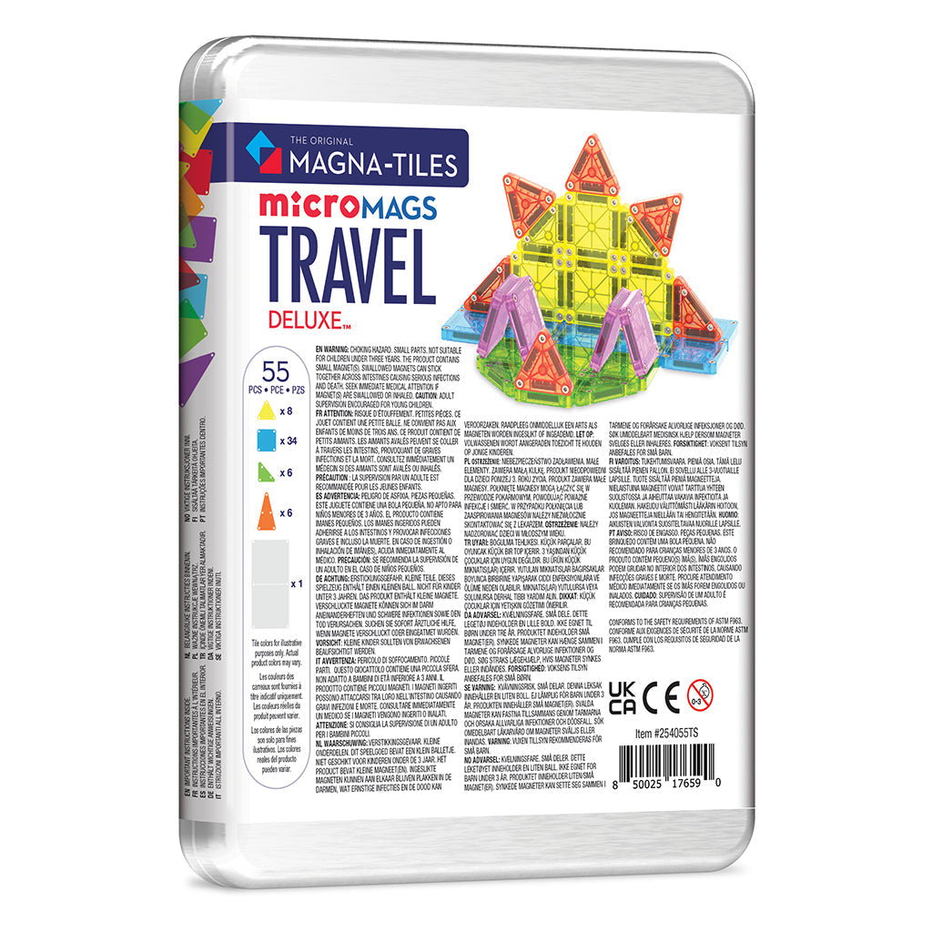 Magna-times Magnetisk Byggesett, microMAGS Deluxe reisesett i eske - 55 deler