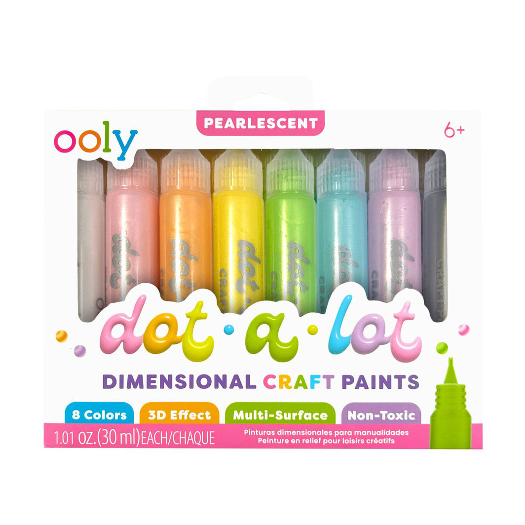 Ooly 3D effekt prikkmaling 8 stk, Dot-a-Lot Pearlescent