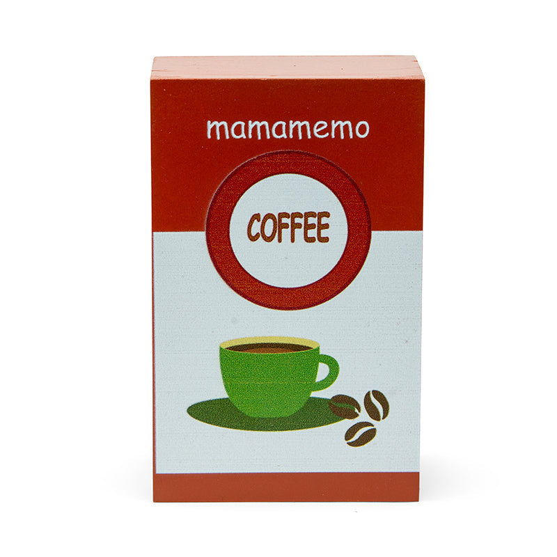 Mamamemo legemad i træ, kaffebønner pakke til leg i køkkenet