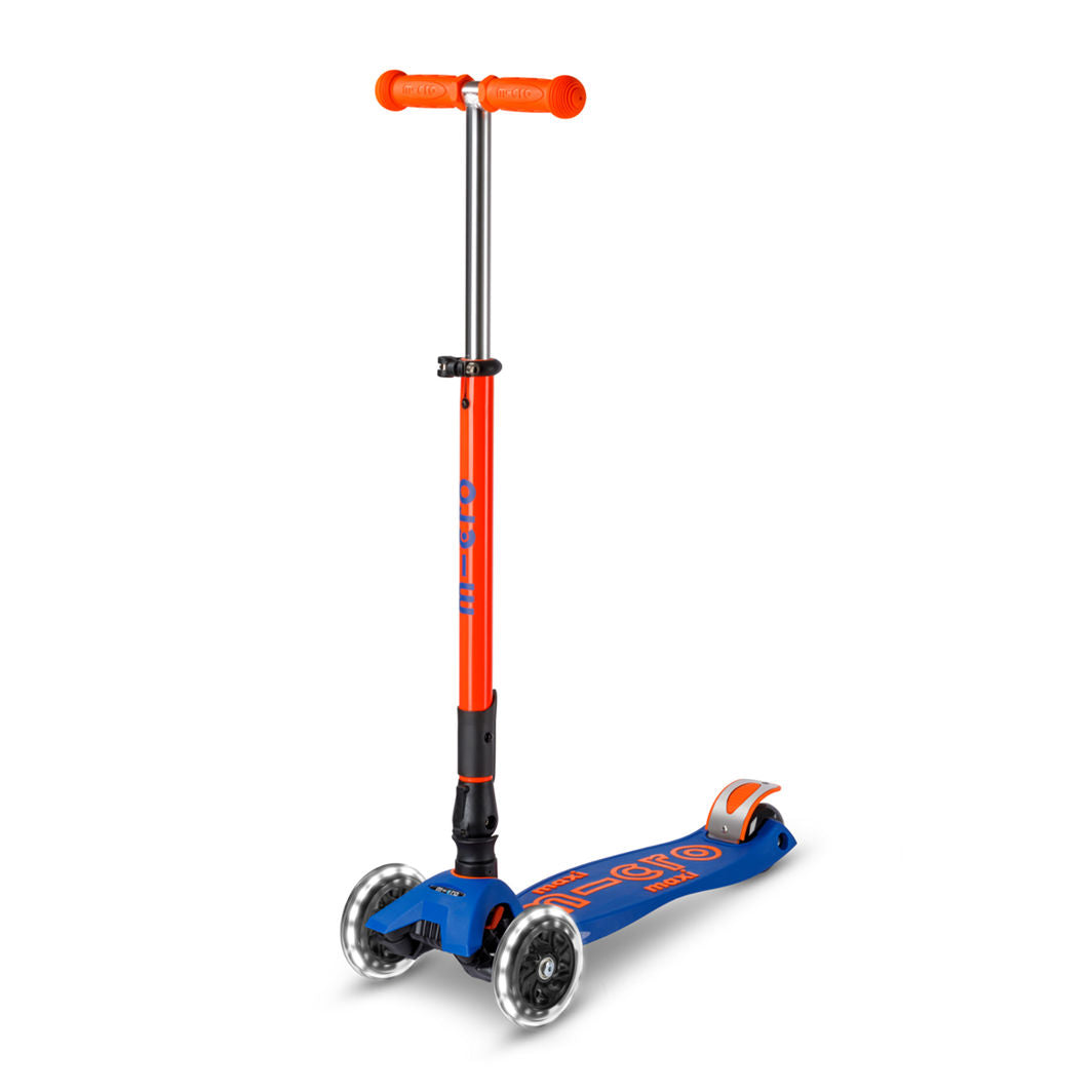 Micro Løbehjul, Maxi Deluxe Foldbar LED - Neon Blaze Orange