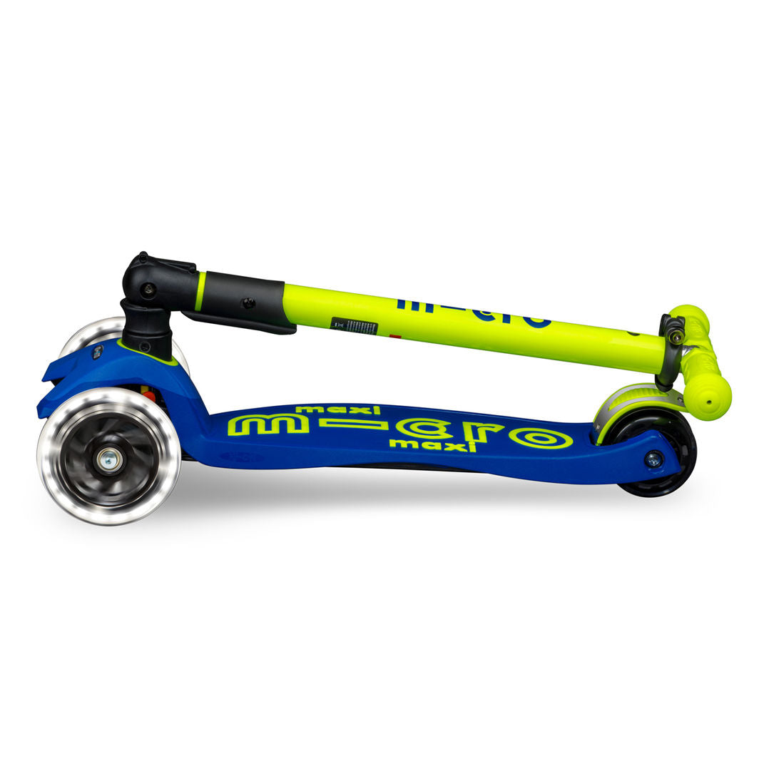 Micro sparkesykkel Maxi Deluxe Foldbar LED, Neon Canary Yellow