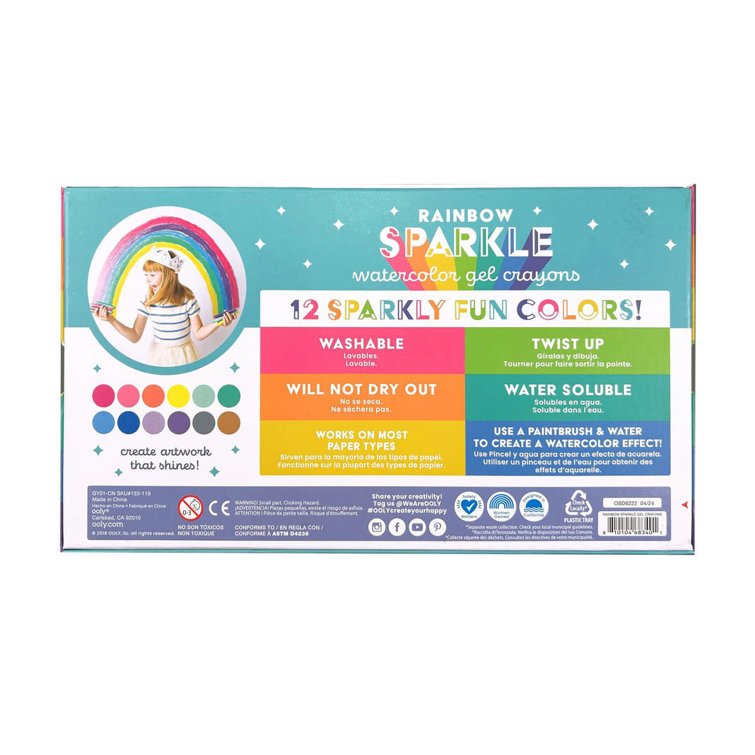 Ooly Gel fargekritt 12 stk – Rainbow Sparkle Watercolor Metallic