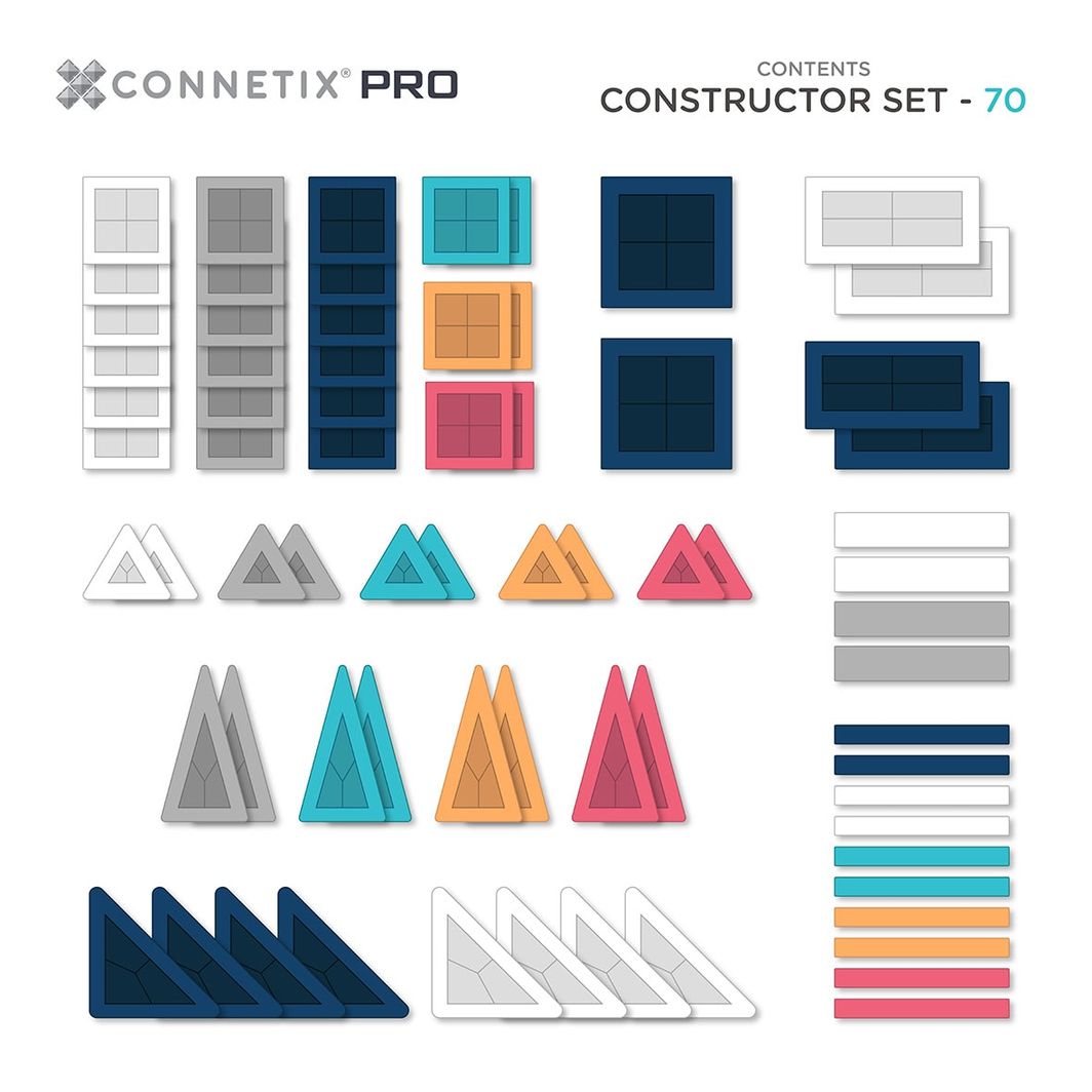 Connetix Pro Constructor Set, Magnetisk byggesett m. - 70 deler