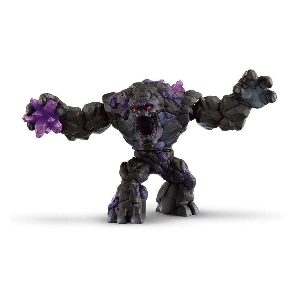 Schleich Eldrador Shadow Stone Monster figur i mørke farver med lilla krystaller.