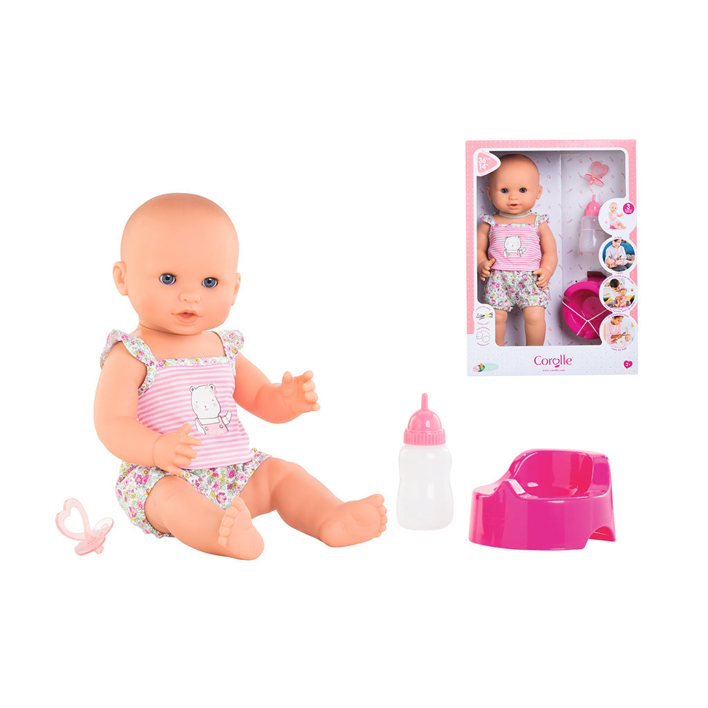 Corolle babydukke Emma, der kan drikke og tisse med tilbehør.