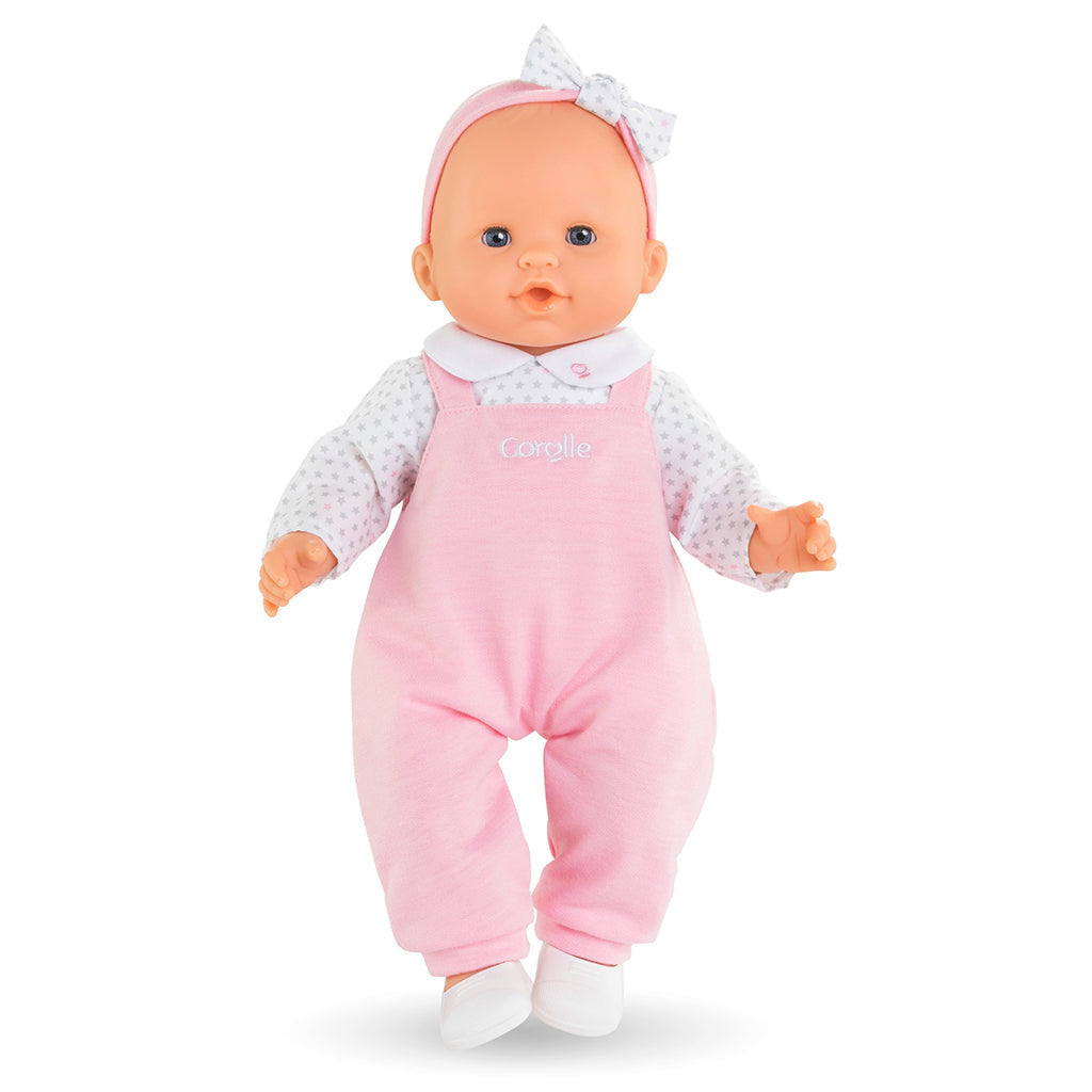 Corolle Lise babydukke 36 cm i lyserøde overalls og pandebånd