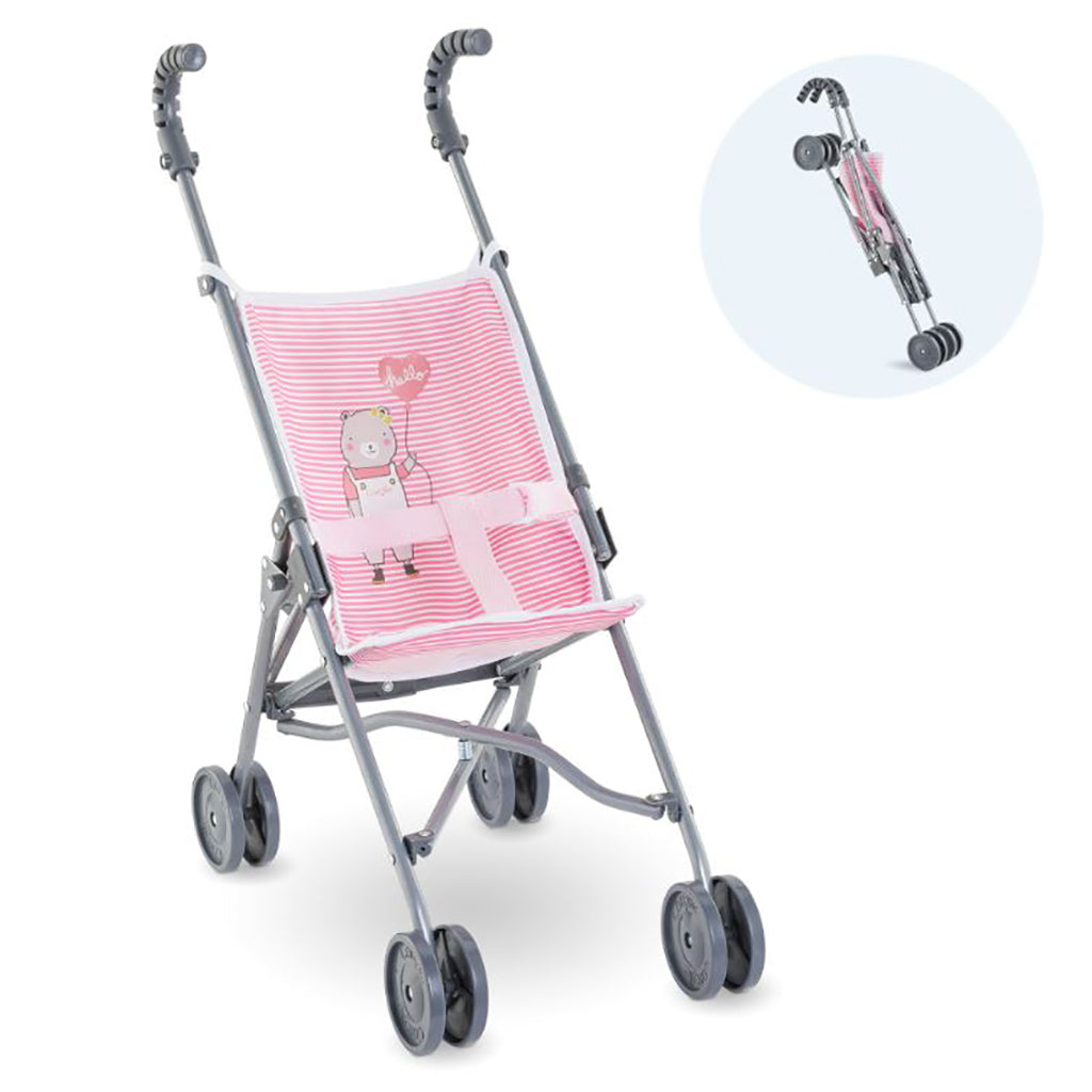 Corolle dukketilbehør Mon Grand klapvogn til dukker 36-52 cm, lyserød og sølv