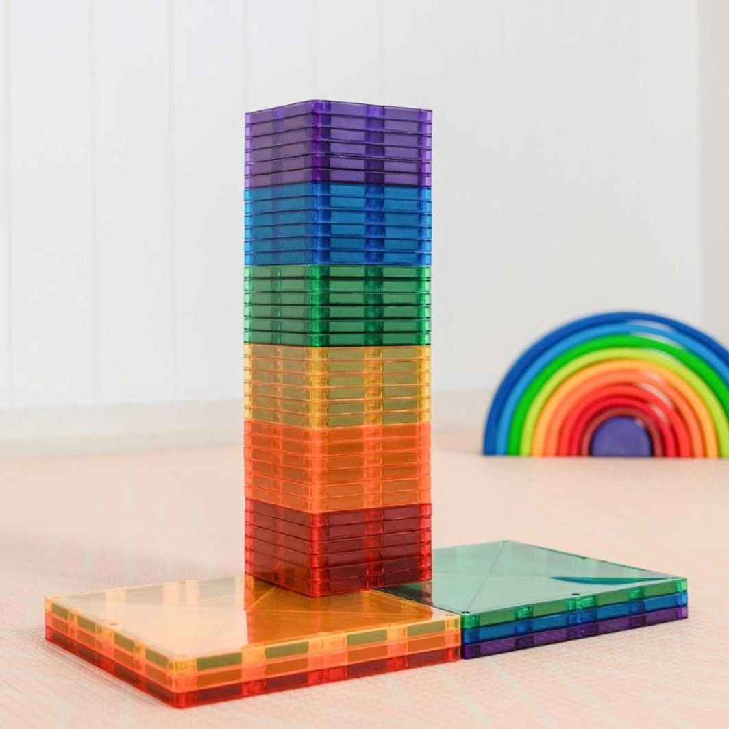 Connetix Square Pack, Magnetisk byggesett med 42 deler - Rainbow