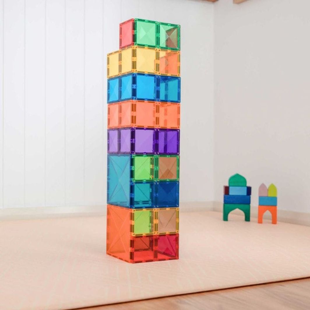 Connetix Square Pack, Magnetisk byggesett med 42 deler - Rainbow