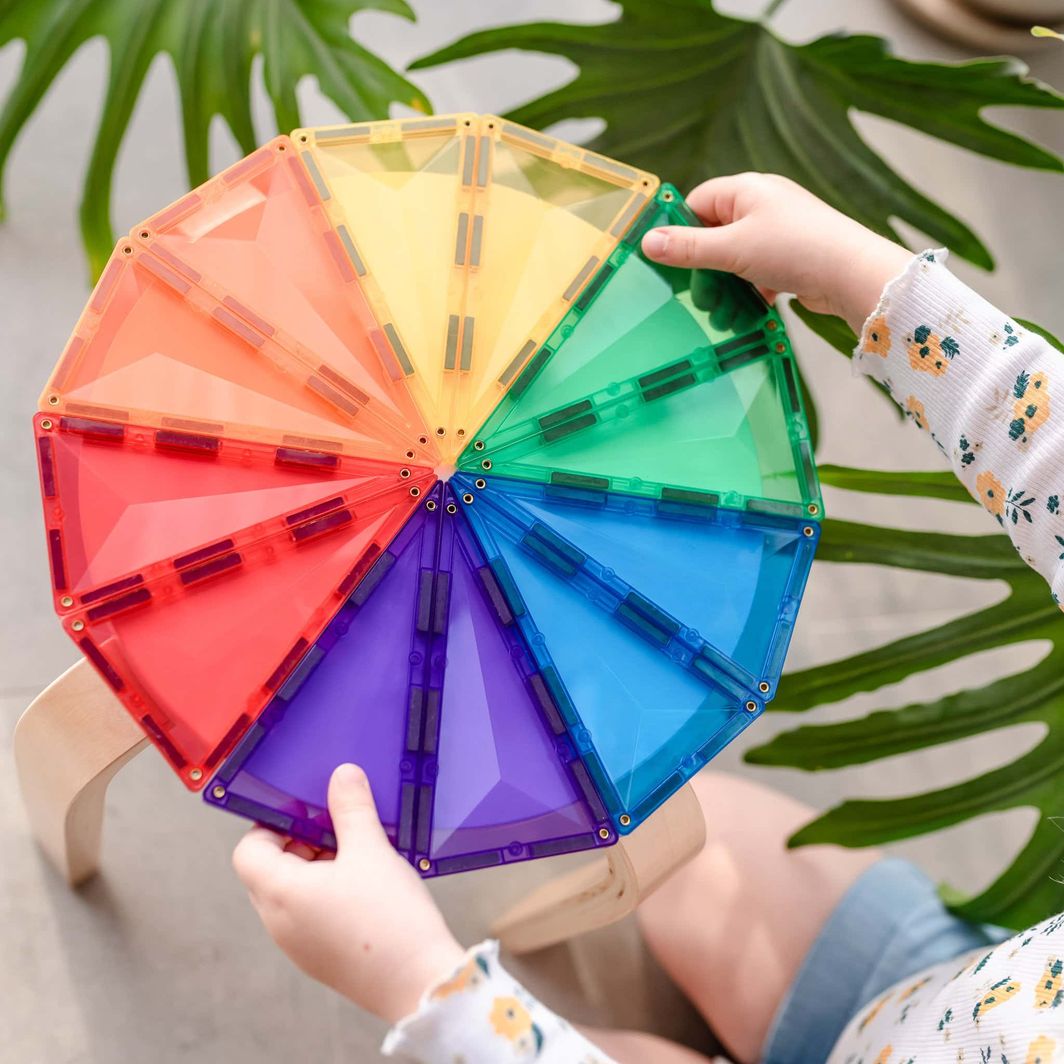 Connetix Geometry Pack, Magnetisk byggesett med 30 deler - Rainbow