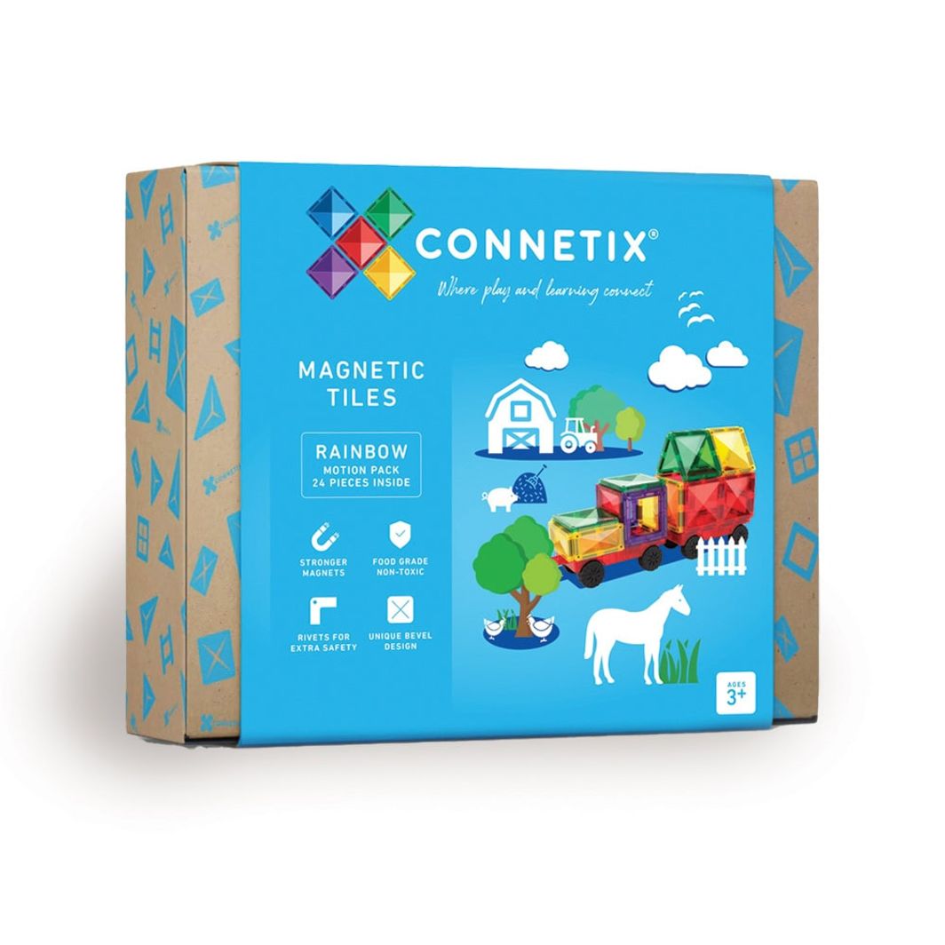 Connetix Motion Pack, Magnetisk byggesæt m. 24 dele - Rainbow