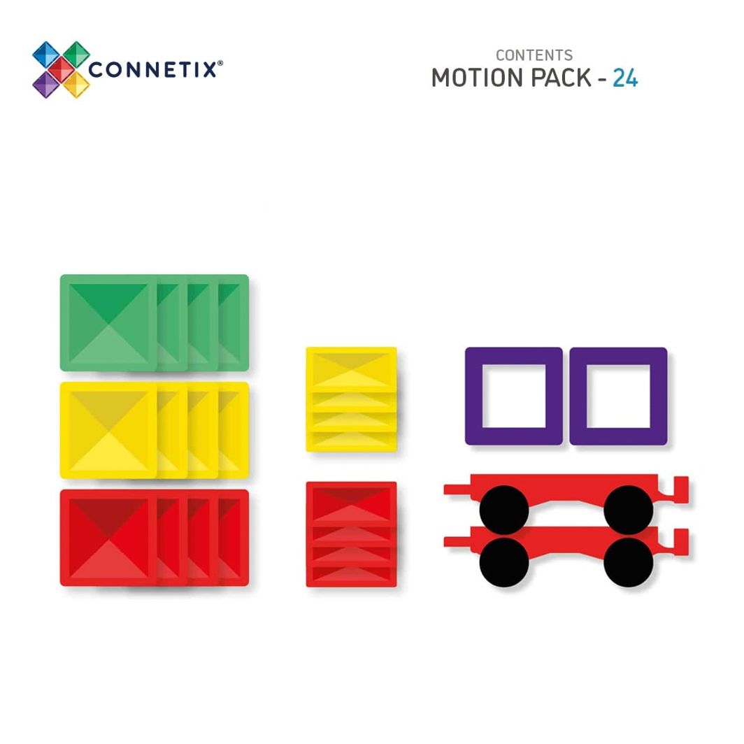 Connetix Motion Pack, Magnetisk byggesett med 24 deler – Rainbow