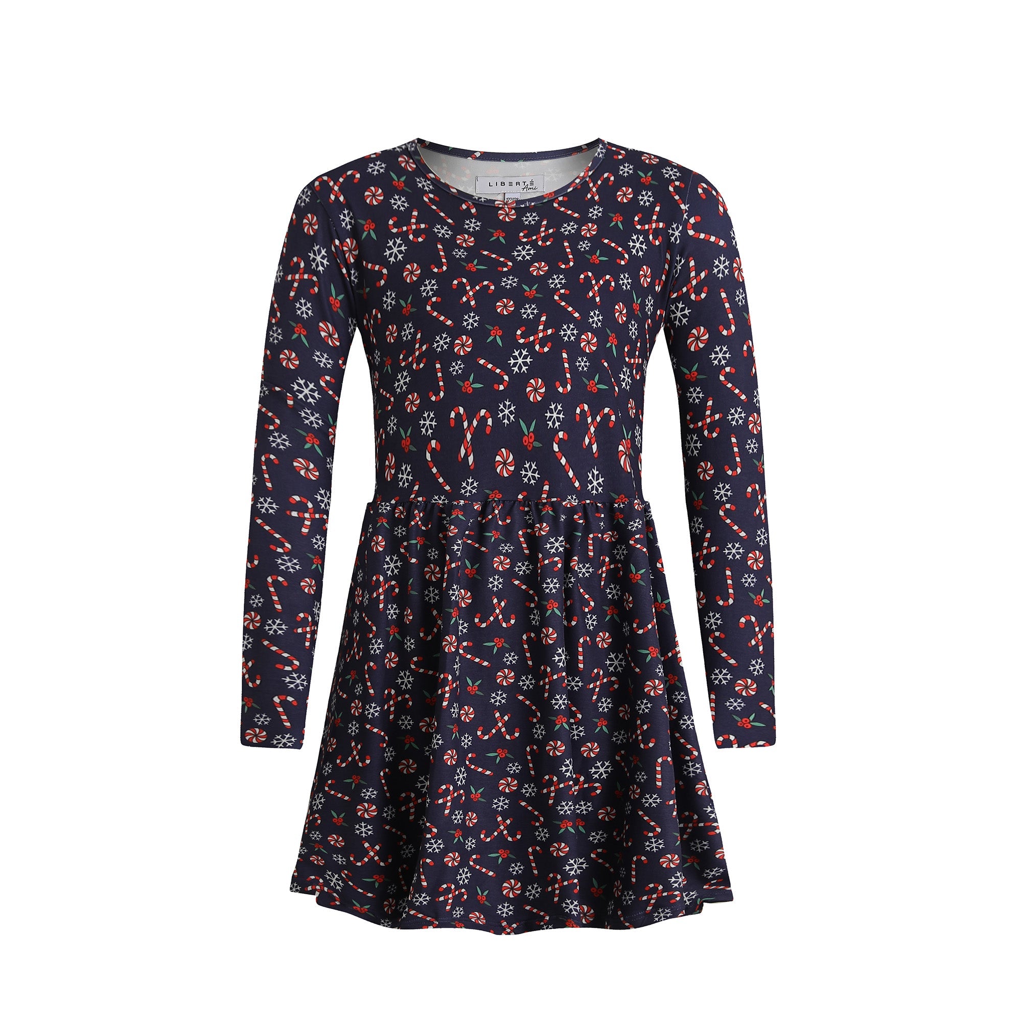 Liberté, Alma Ls Babydoll Dress (Kids) - Candycane Navy