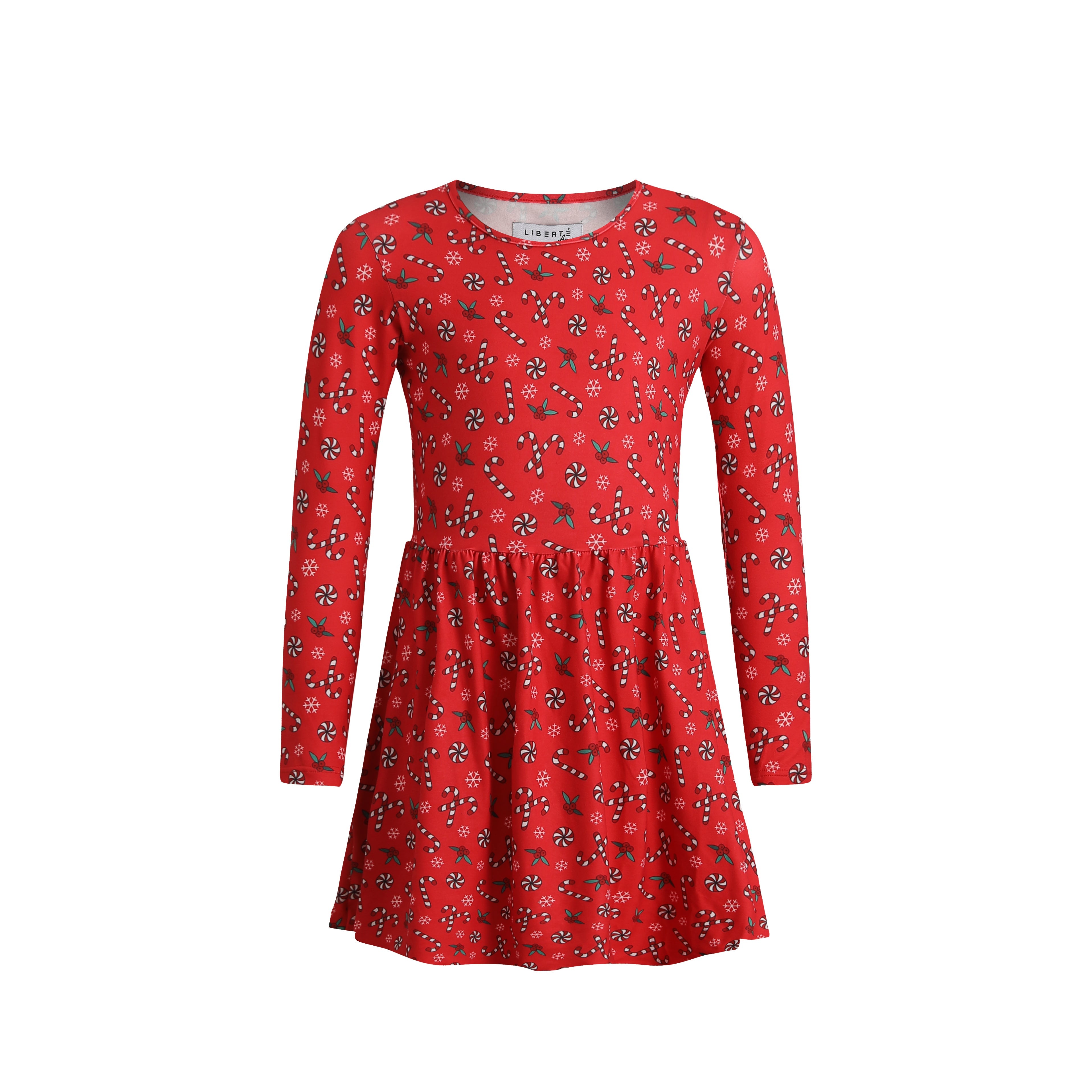 Liberté, Alma Ls Babydoll Dress (Kids) - Candycane Red